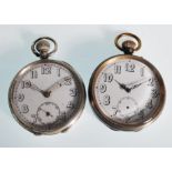 A 1930's Art Deco 925 silver Jaeger Lecoultre style faced open pocket watch with crown winder.
