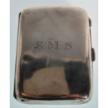 A silver hallmarked W H Haseler Ltd cigarette case of rectangular form engraved with initials E.