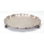 A 1935 rare silver hallmarked salver tray bearing the double silhouette for King George & Queen