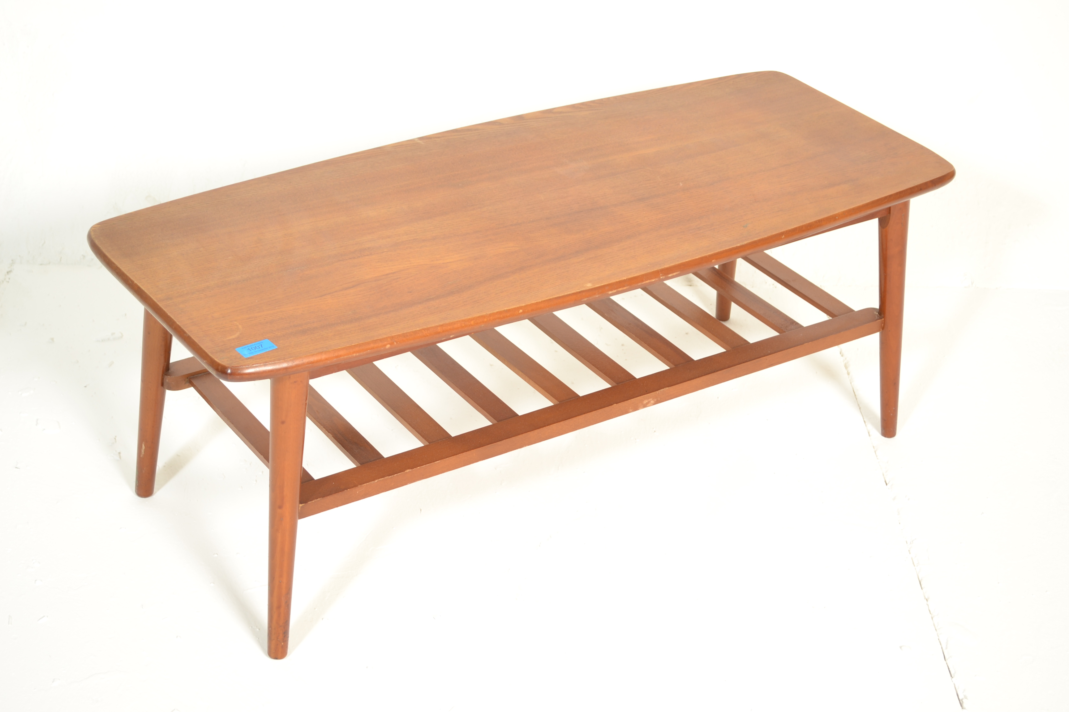A 1960's retro vintage Danish designer teak wood ' surfboard ' type coffee / centre table of long - Image 2 of 3