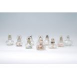 A group of ten presses glass oil lamp burners of small proportions dating from the 19th Century with
