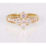 18CT YELLOW GOLD AND DIAMOND CLUSTER RING APPROX 1