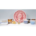 A collection of mixed ceramics dating from the 19th Century to include a Mason's red and white