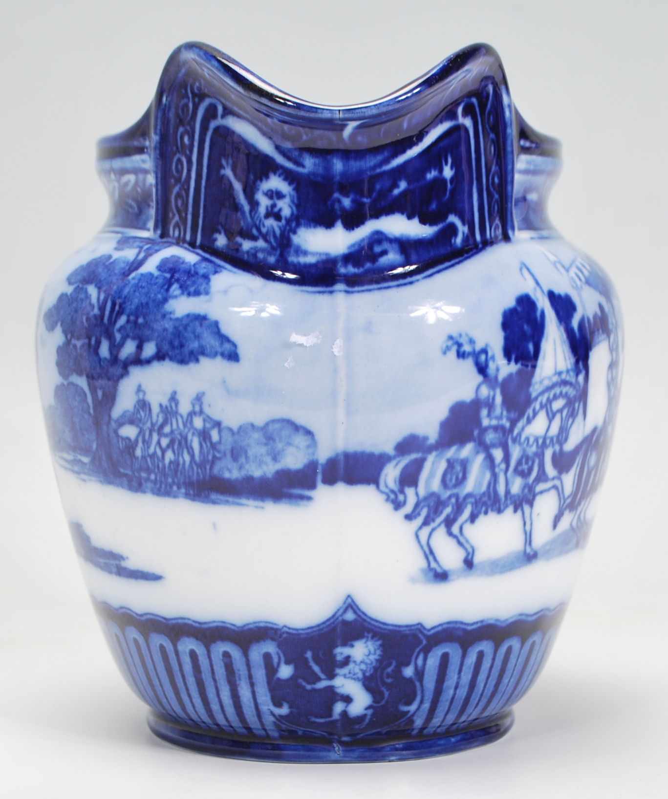 A Royal Doulton Eglinton Tournament jug having transfer printed blue and white decoration - Image 2 of 7