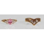 TWO HALLMARKED 9CT GOLD GEM SET DRESS RINGS