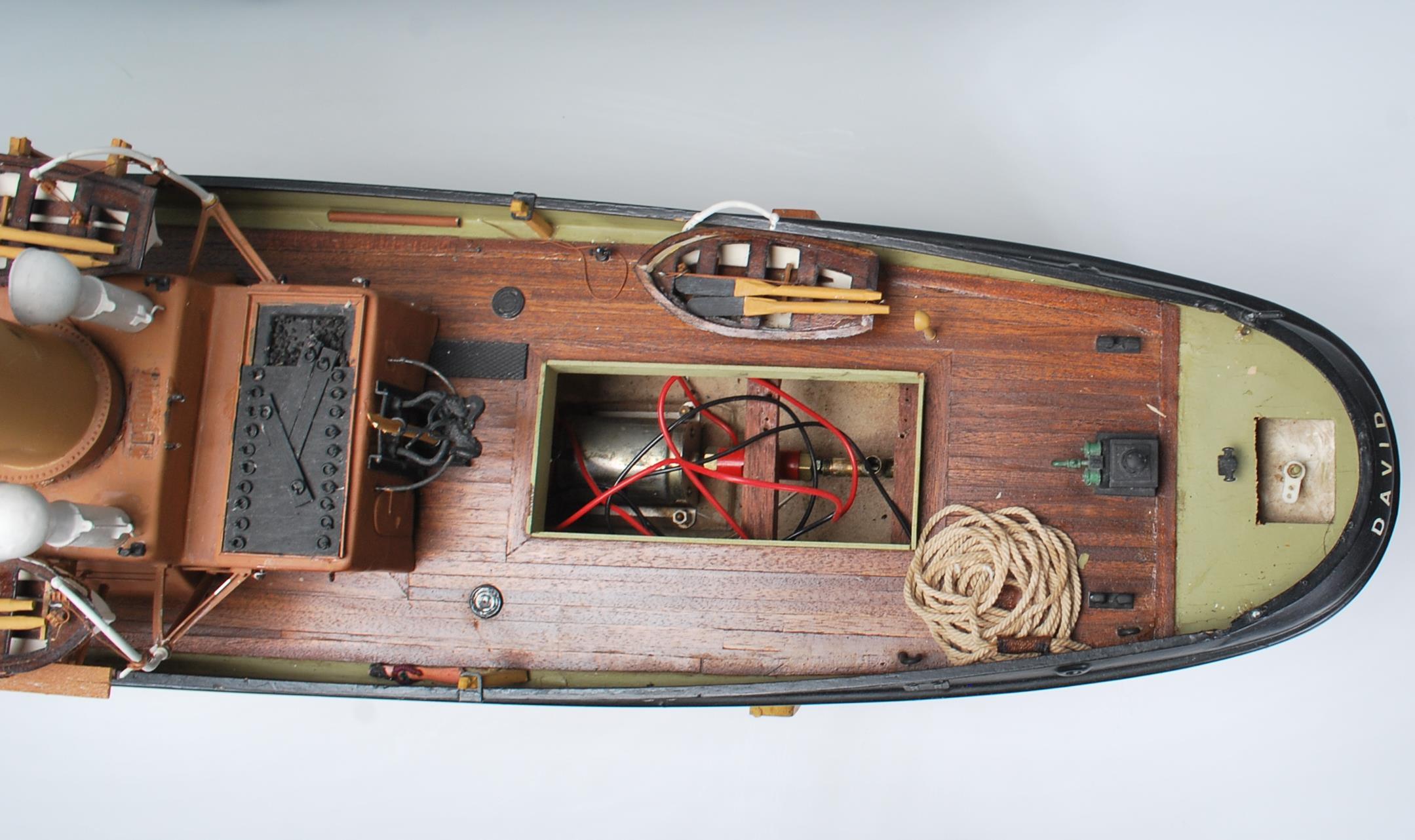 A wooden and composite model boat - tub boat with name ' Davie ' complete with an inset motor ( - Image 5 of 6
