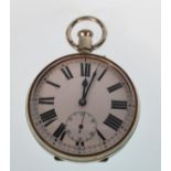 An early 20th Century Swiss Argentan Goliath 8 Day nickel cased pocket watch, case no. 658350.