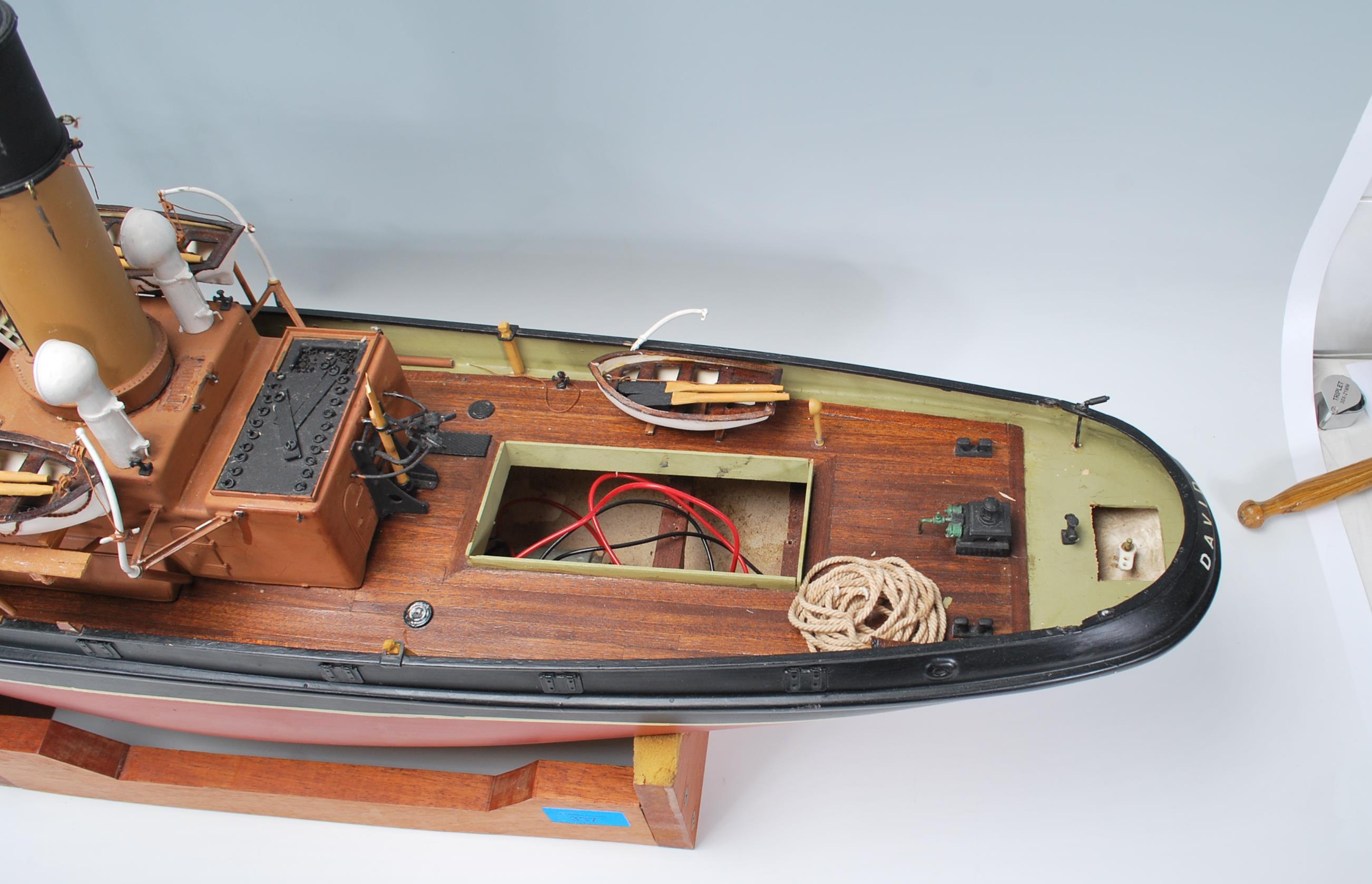 A wooden and composite model boat - tub boat with name ' Davie ' complete with an inset motor ( - Image 4 of 6