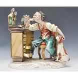 A 20th Century Capodimonte figural group by Tiziano Galli, the figural group modelled as an old