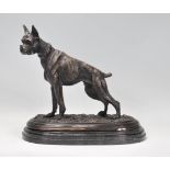 After Pierre-Jules Mêne: A Bronze Figure of a Boxer dog, standing alert on an oval base, signed