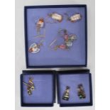 Three pairs of Murano studio glass drop earrings set to gilt 925 hooks together with a pair of 9ct