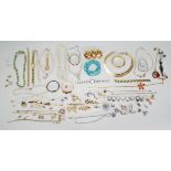 A good collection of costume jewellery to include pearl bracelets, bangles, watches, rings,