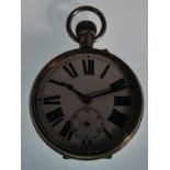 An early 20th century large open faced Goliath pocket watch. The dial with Roman numeral chapter