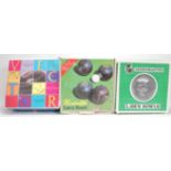 Three set of boxed vintage 20th Century lawn bowls to include Henselite, Vector Taylor Bowls and