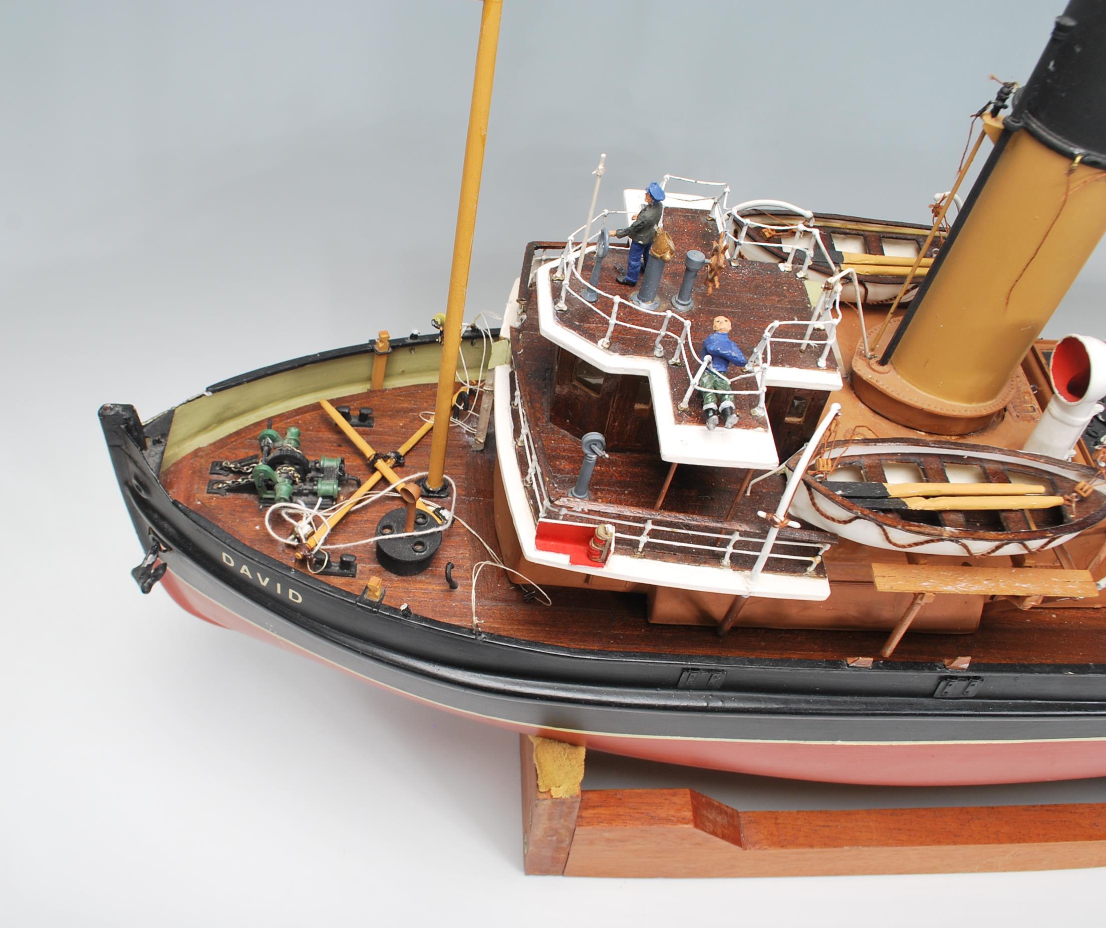 A wooden and composite model boat - tub boat with name ' Davie ' complete with an inset motor ( - Image 2 of 6