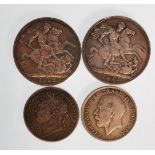 A Victorian silver crown, jubilee head 189 together with another dated 1893 and 2 silver half