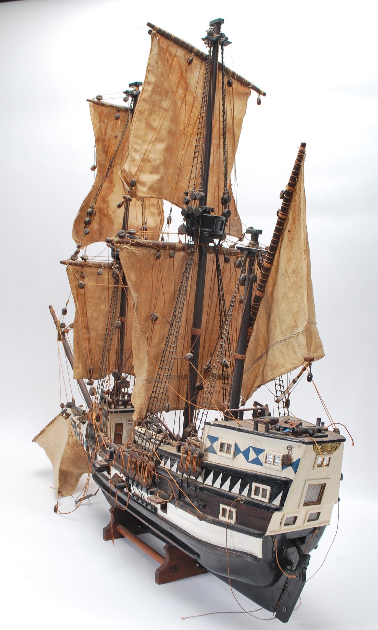 A vintage 20th Century large scratch built model of a galleon style ship in the manner of the - Image 8 of 9