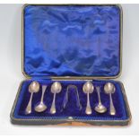 A cased set of early 20th century Joseph Rogers of Sheffield hallmarked silver teaspoons and sugar