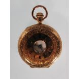 A 20th Century 18ct gold half hunter pocket fob wa