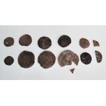 A collection of silver hammered coins to include James II, Elizabeth I x4, Henry VI groat, Henry II,