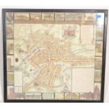 A vintage framed map ' The Delineation of Bristol ' depicting the old town of Bristol. Lithograph
