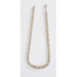 A stamped 925 silver necklace chain constructed from intertwined links. Weight 65.2g. Measures 18