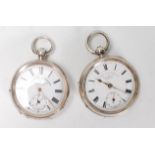 2 silver hallmarked pocket watches to include Chester hallmarked Express English Lever JG Graves