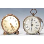 A late 19th century miniature American drum clock by Ansonia Clock Co USA, the back inscribed 'Pat
