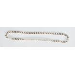 A stamped 925 silver flat link necklace chain having a lobster clasp. Weight 60.8g. Measures 22