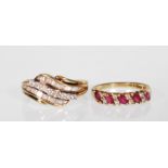 Two 9ct gold ladies rings to include a hallmarked 9ct gold ring set with five marquise cut rubies