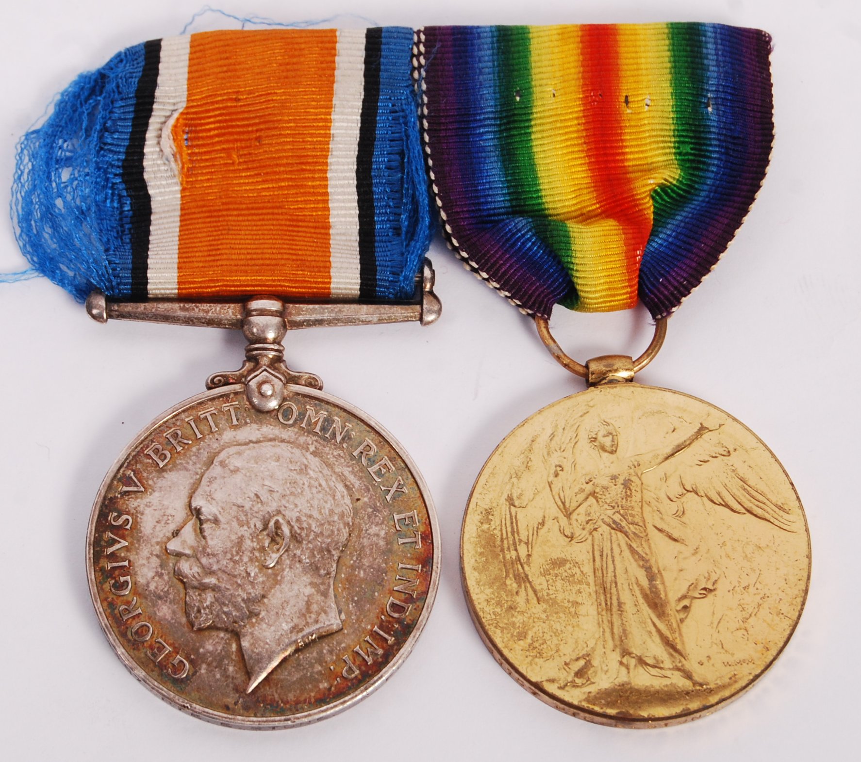 ORIGINAL WWI MEDAL PAIR PRIVATE E STONE ROYAL FUSI