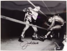 JAKE LAMOTTA - BOXING - RARE SIGNED 16X12" PHOTOGR