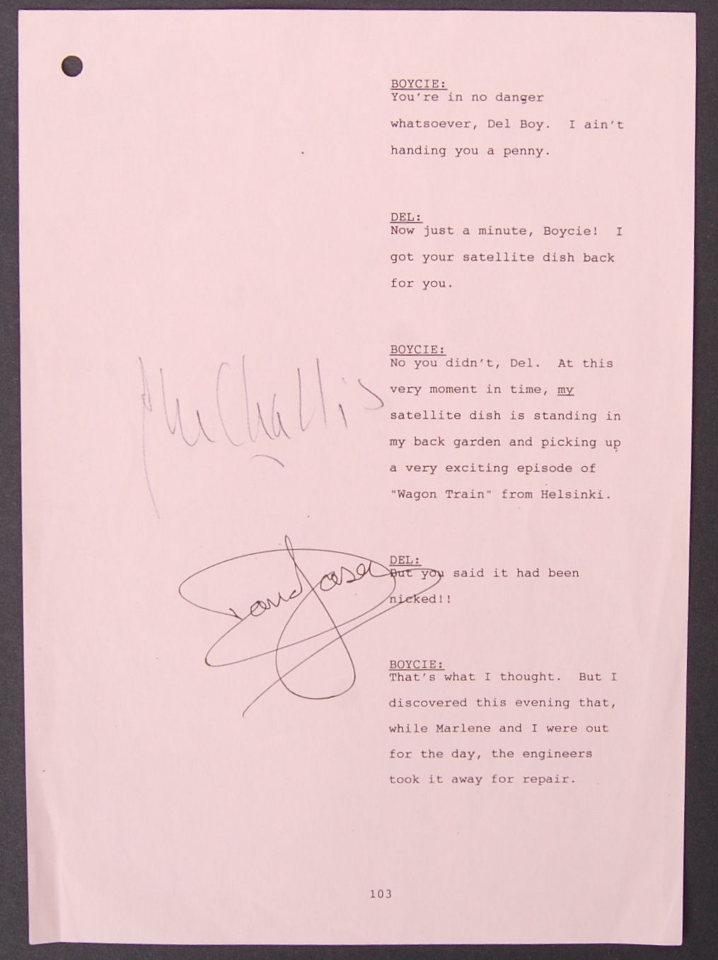 ONLY FOOLS & HORSES - DUAL AUTOGRAPHED SCRIPT PAGE