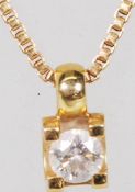 18CT YELLOW GOLD AND DIAMOND PENDANT AND NECKLACE