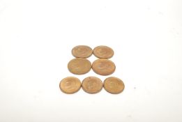 A group of four Lundy One Puffin Copper coins with head of Martin Coles Harman 1929, edge