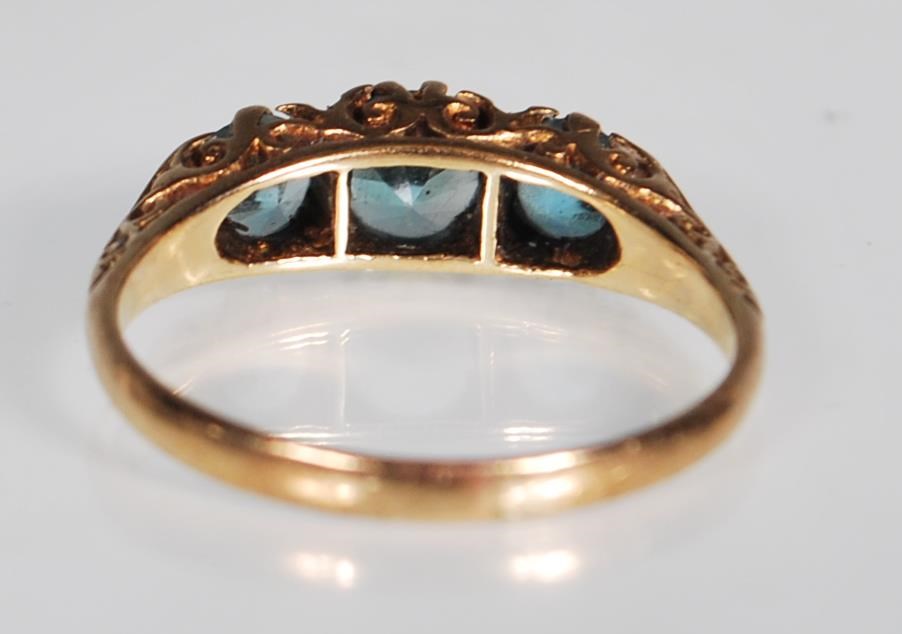 A hallmarked 9ct gold and blue zircon three stone - Image 3 of 6