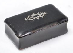 A 19th Century Victorian ebony snuff box of rectan