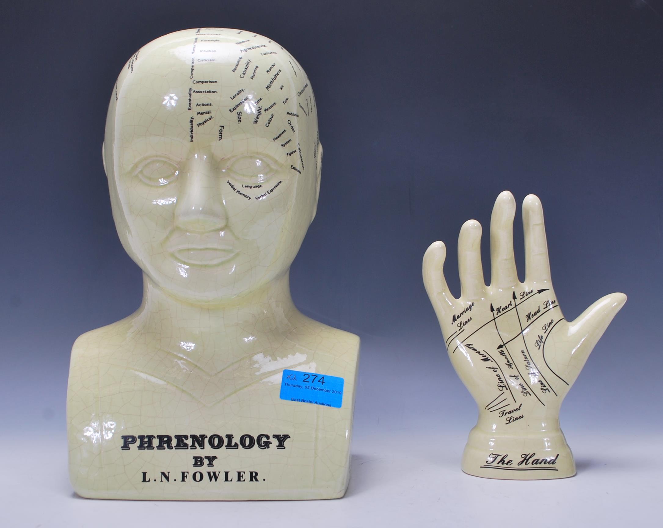 A vintage style 20th Century ceramic Phrenology He