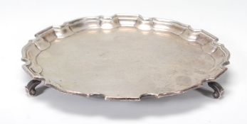 A 1935 rare silver hallmarked salver tray bearing