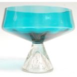 20TH CENTURY RETRO VINTAGE STUDIO ART GLASS PEDESTAL BOWL