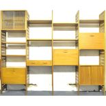 MID CENTURY TEAK LADDERAX STAPLES MODULAR 4 BAY WALL SYSTEM