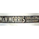 RARE H&W MORRIS COAL AND COKE LARGE SIZE ENAMEL SIGN