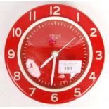 SMITHS SECTRIC RED BAKELITE 1950'S WALL CLOCK