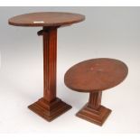 PAIR OF GRADUATING ADJUSTABLE OAK SHOP STANDS