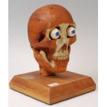 UNUSUAL VINTAGE MEDICAL WOODEN ANATOMICAL SKULL STATUE