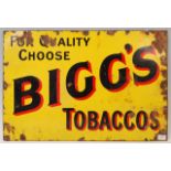 ORIGINAL VINTAGE ENAMEL SIGN FOR BIGGS TOBACCOS