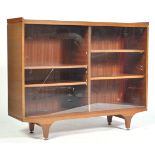 MID CENTURY TEAK WOOD SLIDING GLASS BOOKCASE DISPLAY CABINET