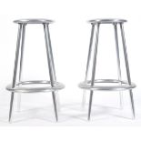 ALLERMUIR PAIR OF CONTEMPORARY ALUMINIUM BAR STOOLS BY BLUE