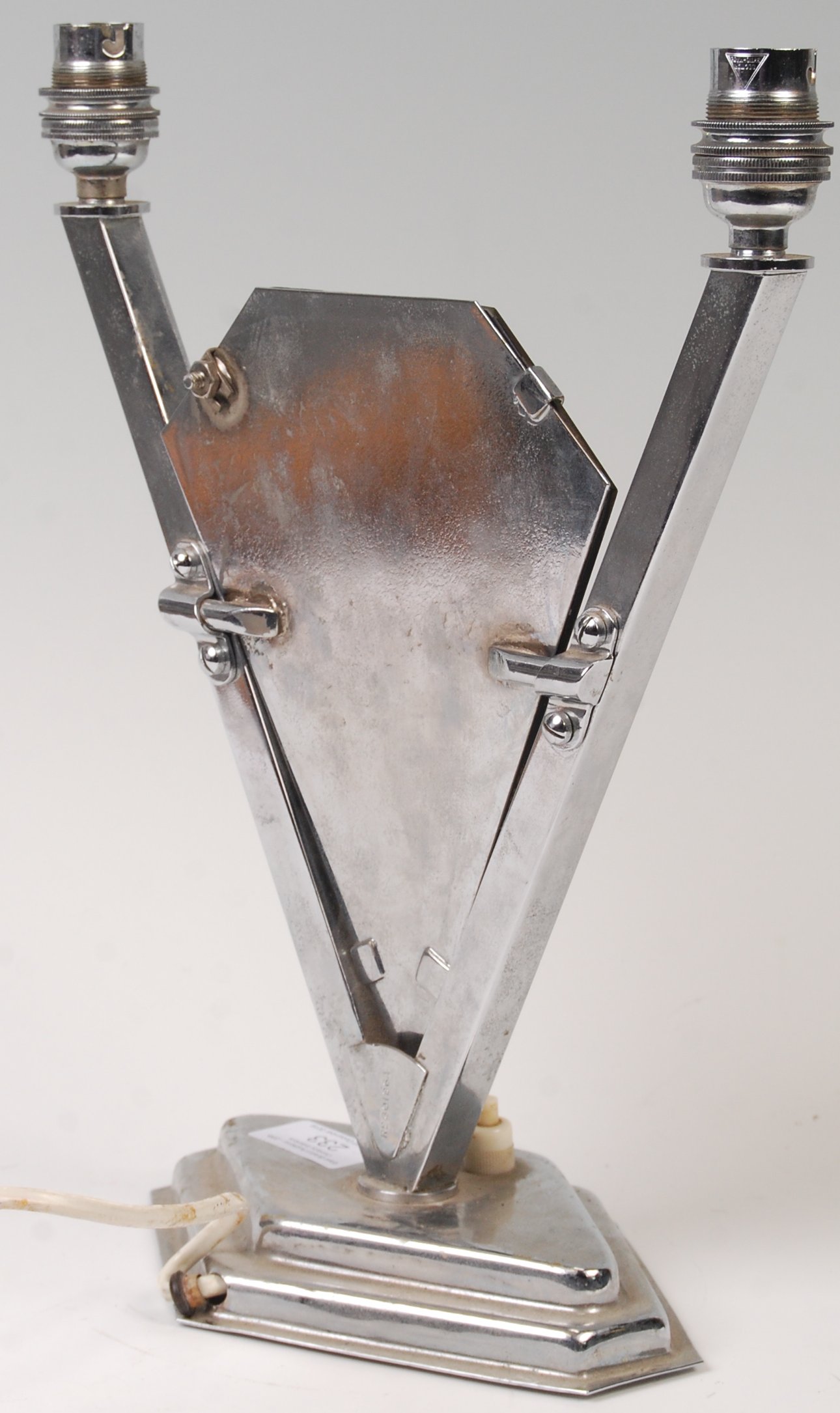ART DECO TWIN ARM LAMP WITH DIAMOND MIRROR PANEL - Image 2 of 6
