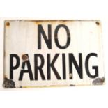 ORIGINAL VINTAGE EARLY 20TH CENTURY NO PARKING ENAMEL SIGN